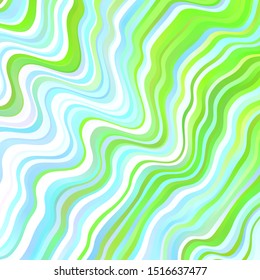 Light Blue, Green vector pattern with curved lines. Illustration in halftone style with gradient curves. Pattern for business booklets, leaflets