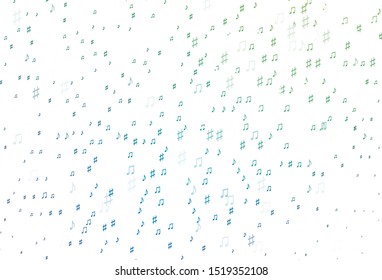 Light Blue, Green vector pattern with music elements. Decorative design in abstract style with music shapes. Pattern for websites of musitians.