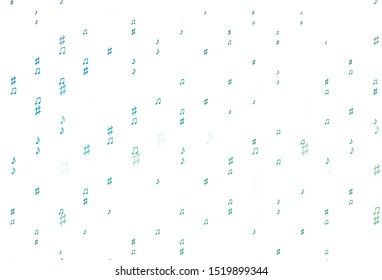 Light Blue, Green vector pattern with music elements. Decorative design in abstract style with music shapes. Modern design for wallpapers.