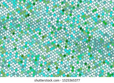 Light Blue, Green vector pattern with christmas stars. Shining colored illustration with stars. Template for cosmic backgrounds.