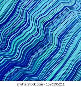 Light Blue, Green vector pattern with wry lines. Colorful geometric sample with gradient curves.  Pattern for websites, landing pages.