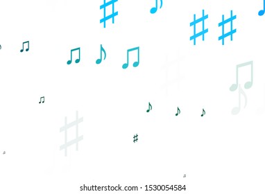 Light Blue, Green vector pattern with music elements. Abstract illustration with colorful symbols of melody. Pattern for websites of musitians.