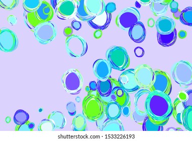 Light Blue, Green vector pattern with spheres. Glitter abstract illustration with blurred drops of rain. Design for poster, banner of websites.