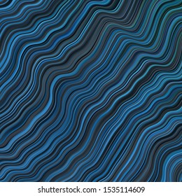 Light Blue, Green vector pattern with curved lines. Colorful geometric sample with gradient curves.  Template for cellphones.