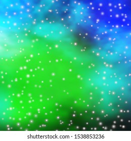 Light Blue, Green vector pattern with abstract stars. Shining colorful illustration with small and big stars. Pattern for wrapping gifts.