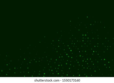 Light Blue, Green vector pattern with symbol of cards. Colorful gradient with signs of hearts, spades, clubs, diamonds. Template for business cards of casinos.
