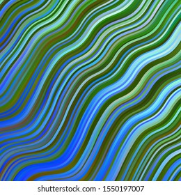 Light Blue, Green vector pattern with curved lines. Illustration in halftone style with gradient curves. Smart design for your promotions.