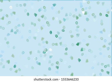 Light Blue, Green vector pattern with spheres. Abstract illustration with colored bubbles in nature style. Completely new template for your brand book.