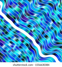 Light Blue, Green vector pattern with wry lines. Colorful abstract illustration with gradient curves. Template for cellphones.