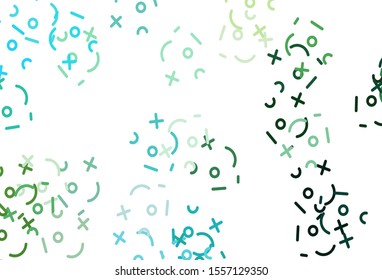 Light Blue, Green vector pattern with Digit symbols. Illustration with Numeral symbols on abstract template. Best design a poster, banner of a math college.