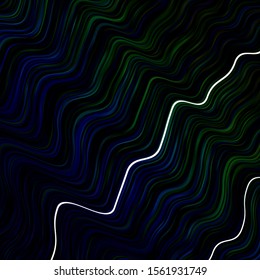Light Blue, Green vector pattern with wry lines. Colorful abstract illustration with gradient curves. Best design for your ad, poster, banner.