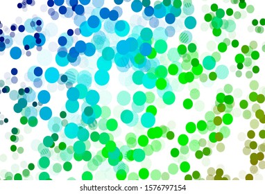 Light Blue, Green vector pattern with spheres. Illustration with set of shining colorful abstract circles. Pattern for beautiful websites.