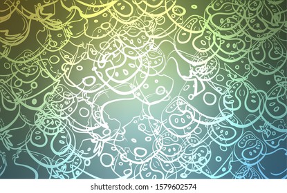 Light Blue, Green vector pattern with fresh ingredients. Blurred decorative design of snacks in doodle style. Pattern for menu of cafes, bars, restaurants.