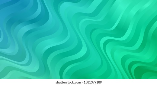 Light Blue, Green vector pattern with wry lines. Bright illustration with gradient circular arcs. Pattern for business booklets, leaflets