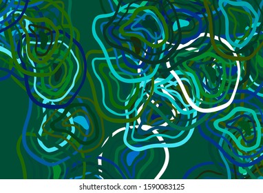 Light Blue, Green vector pattern with curved lines. Glitter abstract illustration with wry lines. A completely new template for your design.