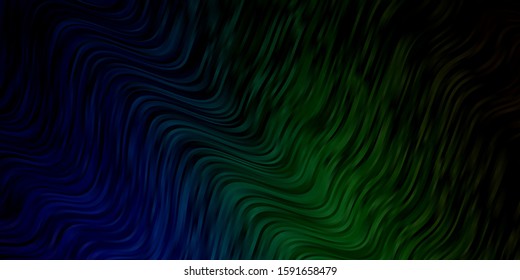 Light Blue, Green vector pattern with curved lines. Abstract illustration with bandy gradient lines. Best design for your ad, poster, banner.