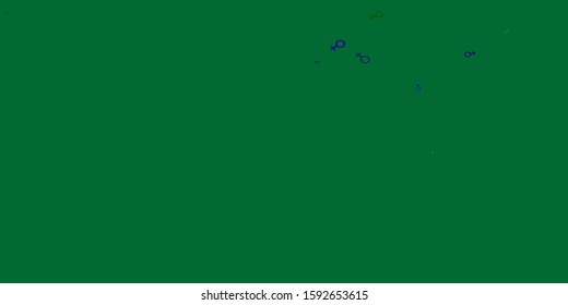 Light Blue, Green vector pattern with feminism elements. Colorful feminism symbols with a gradient in modern style. Background for ui designers.