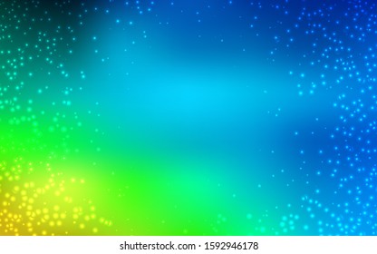 Light Blue, Green vector pattern with night sky stars. Space stars on blurred abstract background with gradient. Pattern for astrology websites.