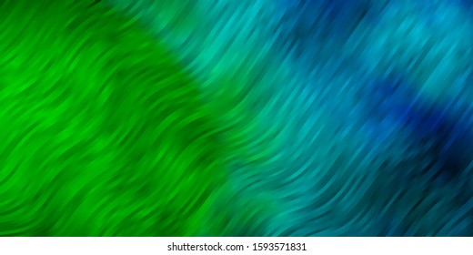 Light Blue, Green vector pattern with lines. Colorful geometric sample with gradient curves.  Template for cellphones.