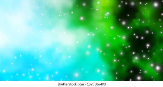 Light Blue, Green vector pattern with abstract stars. Colorful illustration with abstract gradient stars. Theme for cell phones.