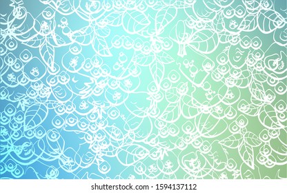 Light Blue, Green vector pattern with fresh ingredients. Decorative shining illustration with food on abstract template. Doodle design for your business advert of cafes.
