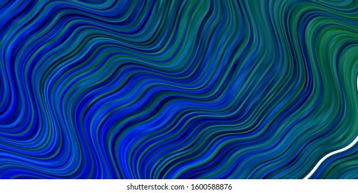Light Blue, Green vector pattern with curved lines. Bright illustration with gradient circular arcs. Pattern for commercials, ads.