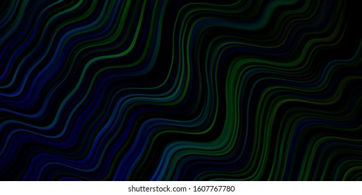 Light Blue, Green vector pattern with wry lines. Bright sample with colorful bent lines, shapes. Template for your UI design.