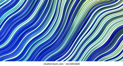 Light Blue, Green vector pattern with curves. Bright illustration with gradient circular arcs. Design for your business promotion.