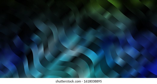 Light Blue, Green vector pattern with curved lines. Abstract illustration with bandy gradient lines. Pattern for websites, landing pages.