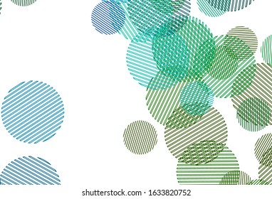 Light Blue, Green vector pattern with spheres. Blurred bubbles on abstract background with colorful gradient. New template for your brand book.