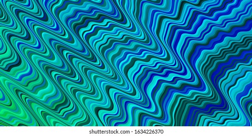 Light Blue, Green vector pattern with curves. Colorful illustration in abstract style with bent lines. Best design for your posters, banners.