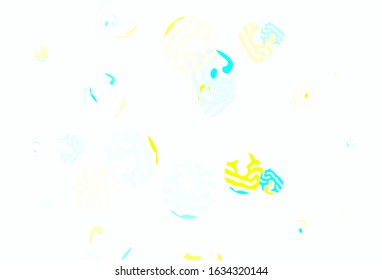 Light Blue, Green vector pattern with spheres. Glitter abstract illustration with blurred drops of rain. Pattern for textures of wallpapers.