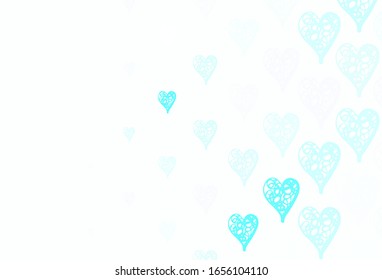 Light Blue, Green vector pattern with colorful hearts. Smart illustration with gradient hearts in valentine style. Pattern for valentine's ad, booklets.