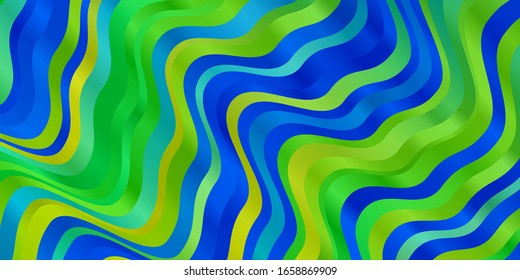 Light Blue, Green vector pattern with lines. Bright illustration with gradient circular arcs. Pattern for websites, landing pages.