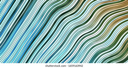 Light Blue, Green vector pattern with lines. Colorful abstract illustration with gradient curves. Best design for your posters, banners.