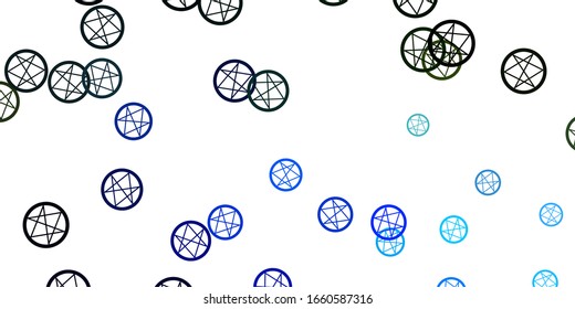Light Blue, Green vector pattern with magic elements. Abstract illustration with gothic gradient shapes. Simple design for occult depiction.