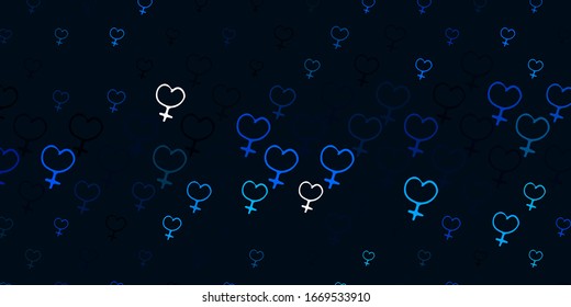 Light Blue, Green vector pattern with feminism elements. Colorful feminism symbols with a gradient in modern style. Elegant design for wallpapers.