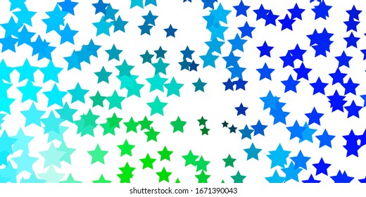 Light Blue, Green vector pattern with abstract stars. Decorative illustration with stars on abstract template. Best design for your ad, poster, banner.