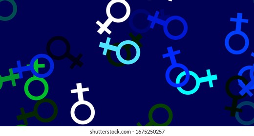Light Blue, Green vector pattern with feminism elements. Colorful illustration with gradient feminism shapes. Elegant design for wallpapers.