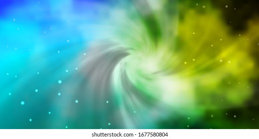 Light Blue, Green vector pattern with abstract stars. Shining colorful illustration with small and big stars. Theme for cell phones.