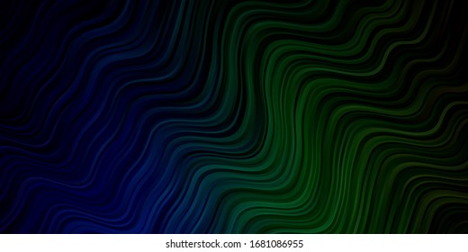 Light Blue, Green vector pattern with wry lines. Bright sample with colorful bent lines, shapes. Template for your UI design.