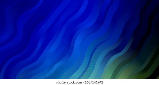 Light Blue, Green vector pattern with curved lines. Colorful illustration with curved lines. Best design for your posters, banners.