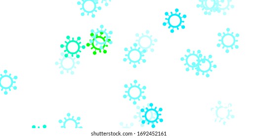 Light blue, green vector pattern with coronavirus elements. Colorful abstract illustration with gradient medical shapes. Simple design against epidemic information.