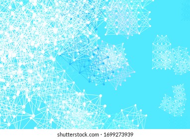 Light Blue, Green vector pattern with artificial intelligence network. Abstract illustration with links and dots of AI. Design for depiction of cyber innovations.