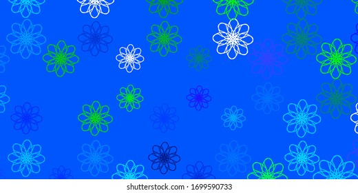 Light Blue, Green vector pattern with curved lines. Abstract gradient illustration with wry lines. Template for your UI design.