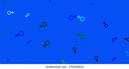 Light Blue, Green vector pattern with feminism elements. Abstract illustration with a depiction of women's power. Simple design for your web site.