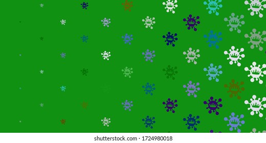 Light blue, green vector pattern with coronavirus elements. Abstract illustration with biological gradient shapes. Design for biohazard warning.