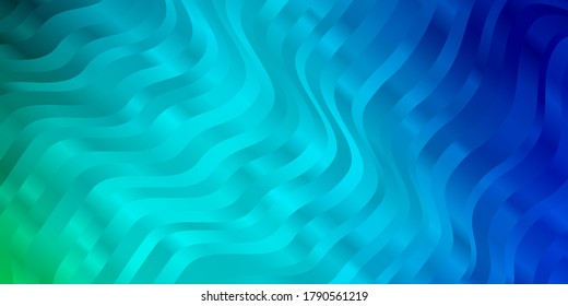 Light Blue, Green vector pattern with curved lines. Gradient illustration in simple style with bows. Best design for your posters, banners.
