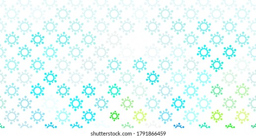 Light Blue, Green vector pattern with coronavirus elements. Abstract illustration with biological gradient shapes. Simple drawing against danger fever.