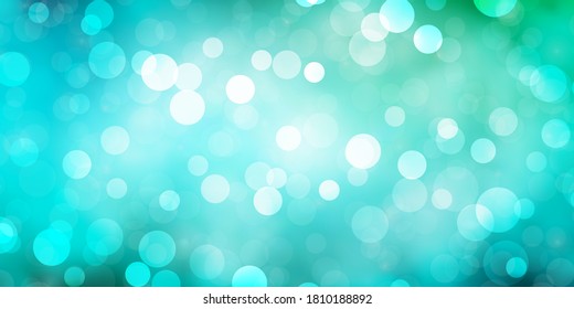 Light Blue, Green vector pattern with circles. Abstract decorative design in gradient style with bubbles. Design for posters, banners.